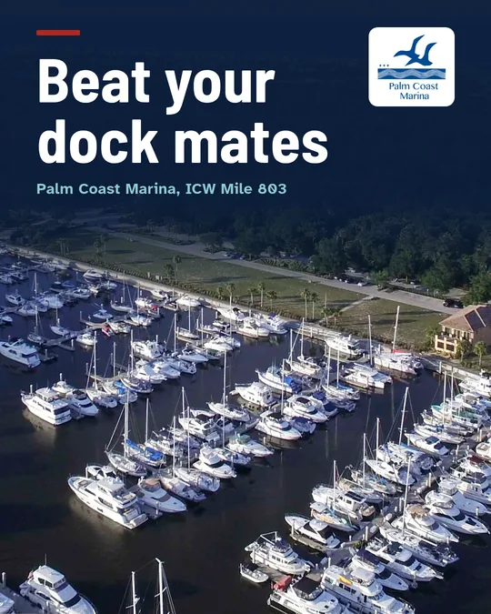 Meta ad: Beat your dock mates. Over an aerial photo of the marina