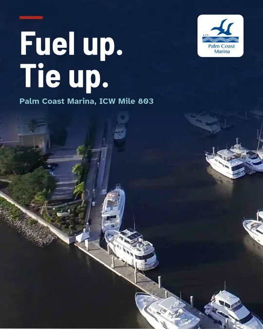Meta ad: Fuel up. Tie up. Over an aerial photo of the fuel dock