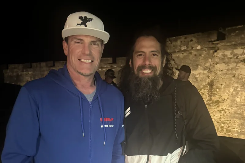 Vanilla Ice and a collaborator backstage